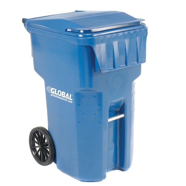 Mobile Heavy Duty Trash Container, 95 Gallon, Blue